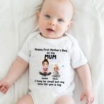 Personalized Cute Cartoon Mom Baby 100% Cotton T-shirt Baby Bodysuit with Name Mother's Day Gift for New Mom Newborn