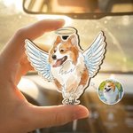 Personalisierte Aquarell Engel Design Haustier Foto Auto Visier Clip mit Namen Autozubehör Haustier Verlust Memorial Geschenk für Tierbesitzer Liebhaber