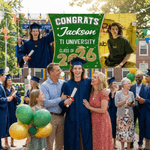 Bannière de félicitations multicolore personnalisée avec nom et année Décoration de la fête de remise des diplômes Cadeau pour les diplômés