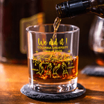 Spersonalizowane szklanki do whisky We Did It Graduation Cap Design z imieniem i podkładką na przyjęcie Prezent dla absolwentów kochających whisky