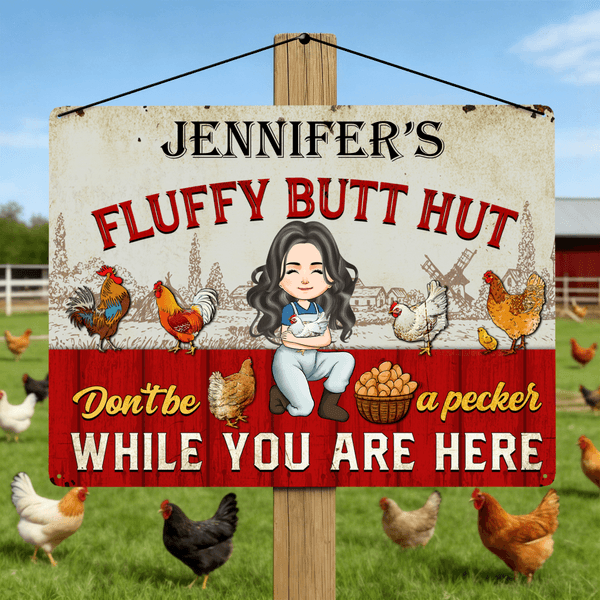 Personalised Farm Cartoon Character Tinplate Sheet Hanging Painting with Name Chicken Coop Decoration Birthday Gift for Farmer Dad Mom