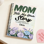 Personalized Mom Tell Me Your Story Birth Flower Spiral Notebook with Name Recording Accessory Birthday Mother's Day Gift for Mom