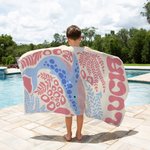 Personalisiertes Strandtuch mit Meerestiere und Namen | schnelltrocknend und übergroß | Sommer Geburtstag Geschenk für Ozeanliebhaber
