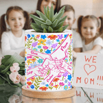 Personalised Flower Holding Mom Hands Ceramic Plant Pot and Bamboo Base with Name Birthday Mother's Day Gift for Mothers Kids