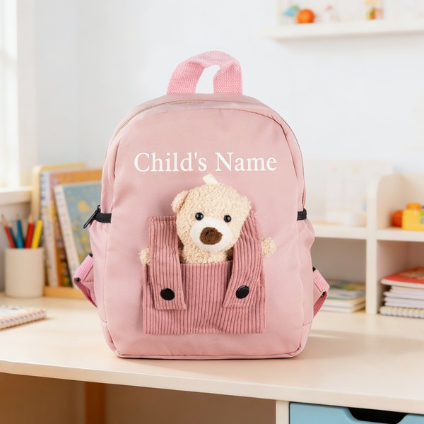Sac à Dos Maternelle Personnalisé avec Ourson Détachable Nom Cadeau Fête des Enfants Rentrée pour Enfants
