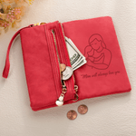 Portefeuille triple en cuir PU avec bracelet et texte Cadeau de fête des mères pour maman grand-mère