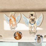 Personalisierte Aquarell Engel Design Haustier Foto Auto Visier Clip mit Namen Autozubehör Haustier Verlust Memorial Geschenk für Tierbesitzer Liebhaber