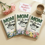 Personalisierte Mom Tell Me Your Story Birth Flower Spiral Notebook mit Namen Recording Zubehör Geburtstag Muttertag Geschenk für Mama