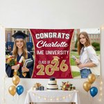 Bannière de félicitations multicolore personnalisée avec nom et année Décoration de la fête de remise des diplômes Cadeau pour les diplômés