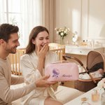 Personalized Birth Flower PU Leather Wide Opening Makeup Bag with Name Travel Essential Daily Use Birthday Gift for Women