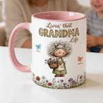 Personalisierte niedlichen Cartoon Oma Schmetterling 11 oz 15 oz Keramik Kaffeebecher mit Namen Muttertag Geburtstag Geschenk für Oma