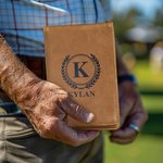 Porte-Carte de Score Personnalisé avec Initiale et Nom Accessoire en Cuir pour Compétition Golf Cadeau Anniversaire Fête pour Homme Amateur de Golf