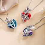 Personalizado Mes de Nacimiento Mariposa Circón Cristal Corazón Colgante Collar con 1-6 Nombre Grabado Cumpleaños Día de la Madre Regalo para las mujeres