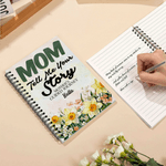 Personalisierte Mom Tell Me Your Story Birth Flower Spiral Notebook mit Namen Recording Zubehör Geburtstag Muttertag Geschenk für Mama