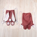 Personlig söt påskhare flerfärgad ryggsäck med dragsko och broderat namn och svans ägg jakt påskfest present till barn