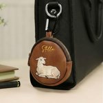 Sac de rangement pour chapelet en cuir PU avec nom et clip de suspension Usage quotidien Cadeau religieux de baptême pour chrétiens