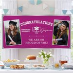 Personalized Multicolour Congratulations Photos Banner with Name Text and School Name Party Backdrop Decor Class of 2026 Graduation Gift for Graduates