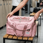 Personalised Birth Flower Multi-Compartment Large Travel Bag with Name and Shoulder Strap Travel Essential Birthday Gift for Women