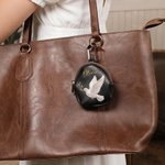 Sac de rangement pour chapelet en cuir PU avec nom et clip de suspension Usage quotidien Cadeau religieux de baptême pour chrétiens