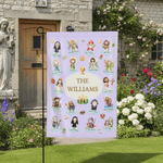 Personlig tecknad heliga helgon i himlen Guardian Garden Flagga med namn Yard Porch Decor Födelsedag Barndag Present för barn kristna
