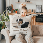 Spersonalizowana miękka poszewka na poduszkę ze zdjęciem Forever Love z imieniem i datą Pamiątkowy prezent z okazji utraty ukochanej osoby