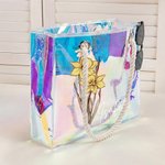 Henkilökohtainen 2 tyylejä Syntymä Kukka Hologrammi selkeä Kangaskassi nimi Beach Daily tarvikkeet Polttarit Party joululahja morsiamet naiset