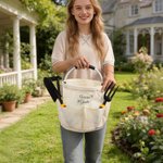 Personalisierte Blatt Blume faltbar wasserdicht Gartenarbeit Tasche mit Namen Geburtstag Ruhestand Muttertag Vatertag Geschenk für Mutter Vater