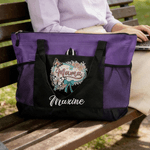 Personalisierte Bogen Blume große Oxford Tragetasche mit Namen Geburtstag Muttertag Geschenk für Mama Oma