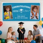 Personalized Multicolour Congratulations Photos Banner with Name Text and School Name Party Backdrop Decor Class of 2026 Graduation Gift for Graduates