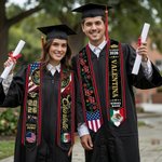 Personalisierte mexikanische amerikanische Flagge Graduierung Stola mit Namen und Jahr Graduierung Feier Geschenk für Klasse von 2026 Absolventen