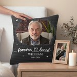 Spersonalizowana miękka poszewka na poduszkę ze zdjęciem Forever Love z imieniem i datą Pamiątkowy prezent z okazji utraty ukochanej osoby