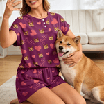 Personalisierte Multicolor Paw Print Lip 1-5 Face Fotos Familie Pyjama Set täglich tragen Vatertag Muttertag Geburtstag Geschenk für Mann Frau