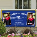 Personalized Multicolour Congratulations Photos Banner with Name Text and School Name Party Backdrop Decor Class of 2026 Graduation Gift for Graduates