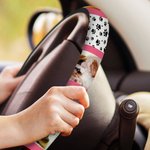 Personalisierte 3 Haustier Foto Plaid Design Auto-Lenkrad-Abdeckung mit Namen Geburtstag Jahrestag Geschenk für Tierliebhaber Autobesitzer