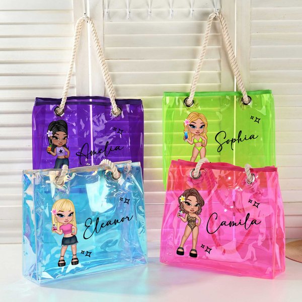 Sac à Main Imperméable Personnalisé avec Dessin et Nom Style Y2K Néon Laser Cadeau Anniversaire Mariage pour Femme Fille