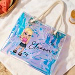 Sac à Main Imperméable Personnalisé avec Dessin et Nom Style Y2K Néon Laser Cadeau Anniversaire Mariage pour Femme Fille