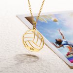 Gepersonaliseerde Ketting met Volleybalhanger en Naamgravure Sportief Sieraad Perfect als Verjaardagscadeau voor Volleybalfans Spelers of Coaches