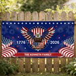 Personalised 250th Anniversary American Flag Fireworks Eagle Party Banner with Text Independence Day Gift for American