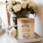 Personalised In Loving Memory Floral Wreath Design LED Candle Jar with Text Memorial Gift for Loss of Loved One