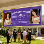 Personalized Multicolour Congratulations Photos Banner with Name Text and School Name Party Backdrop Decor Class of 2026 Graduation Gift for Graduates
