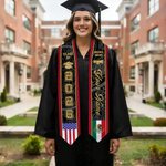Personalisierte mexikanische amerikanische Flagge Graduierung Stola mit Namen und Jahr Graduierung Feier Geschenk für Klasse von 2026 Absolventen