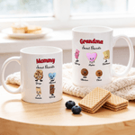 Personalized 1-10 Cartoon Cookie Wafer 11oz 15oz Ceramic Coffee Mug with Names and Title Mother's Day Birthday Gift for Mom Grandma