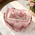 Personalised Birth Flower Multi-Compartment Large Travel Bag with Name and Shoulder Strap Travel Essential Birthday Gift for Women