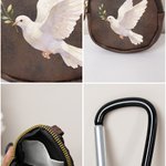 Sac de rangement pour chapelet en cuir PU avec nom et clip de suspension Usage quotidien Cadeau religieux de baptême pour chrétiens