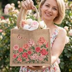 Personalisierte Jute Tasche mit Blütenpracht-Design und Namen | große Kapazität | Tote Bag | Muttertag Geburtstag Geschenk für Frauen