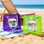 Gepersonaliseerd Zwembad Vakantie Cartoon Meisje Holografisch Transparant Tasje met Naam Zomerfeest Vakantiegeschenk voor Vrouwen Meisjes