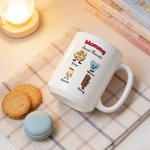 Personalisierte 1-10 Cartoon Cookie Wafer 11oz 15oz Keramik-Kaffeebecher mit Namen und Titel Muttertag Geburtstag Geschenk für Mama Oma