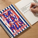 Personalised Sardine Mackerel Flounder Striped A5 Spiral Notebook with Name and 60 Lined Pages Birthday Gift for Fishing Enthusiasts