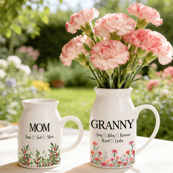 Personifierad keramisk växtvas med handtag Titel och namn Födelsedag Mors dag Present till mamma mormor familj