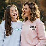 Personalised Cute Cartoon Otter Heart Multicolor Soft T-shirt Sweatshirt with Name and Title Mother's Day Birthday Gift for Mom Grandmother Family